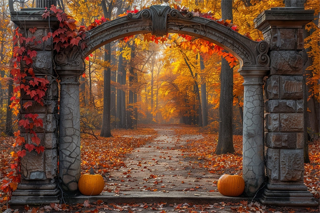 Toile de Fond Arche Mystique d'Automne Feuillage Doré BRP9-207