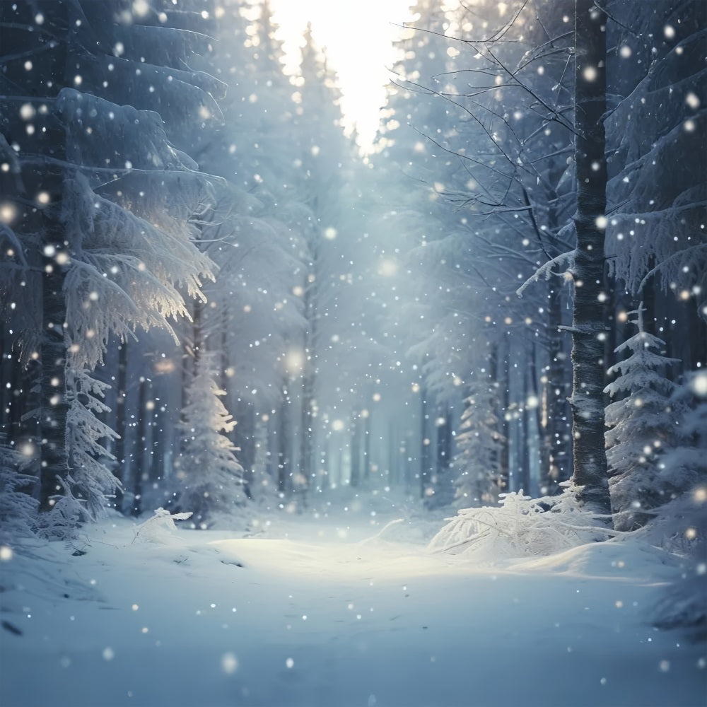 Toile de fond Nuit d'hiver Neige Forêt enchantée BRP9-222