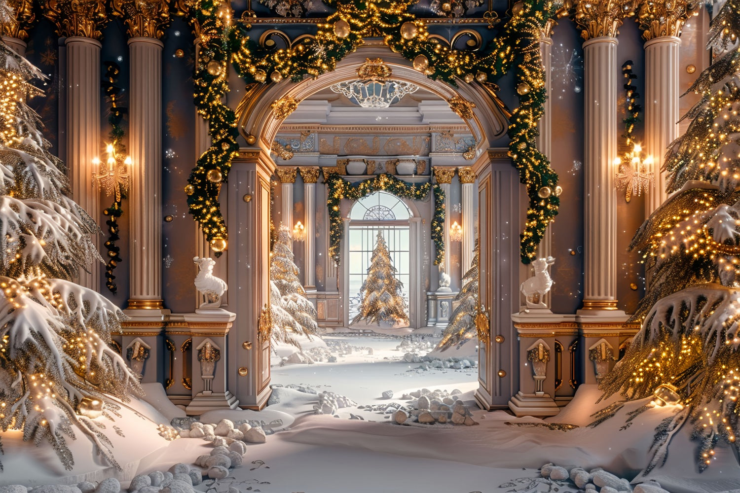 Toile de fond Arc doré Luxueux Merveille hivernale BRP9-255