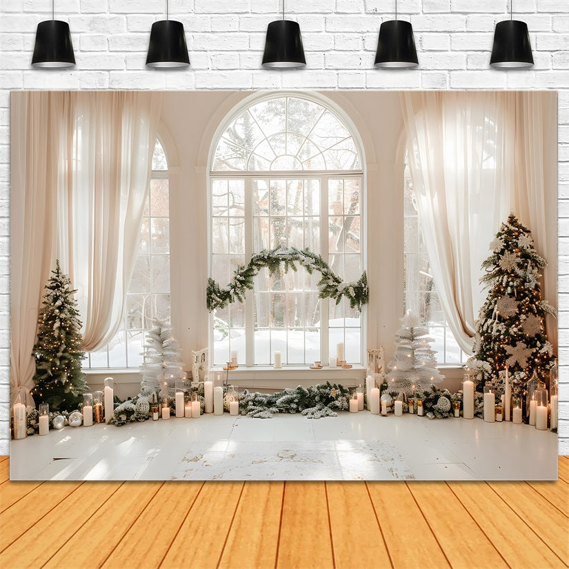 Toile de fond Fenêtre hivernale Bougies de Noël Hiver BRP9-256