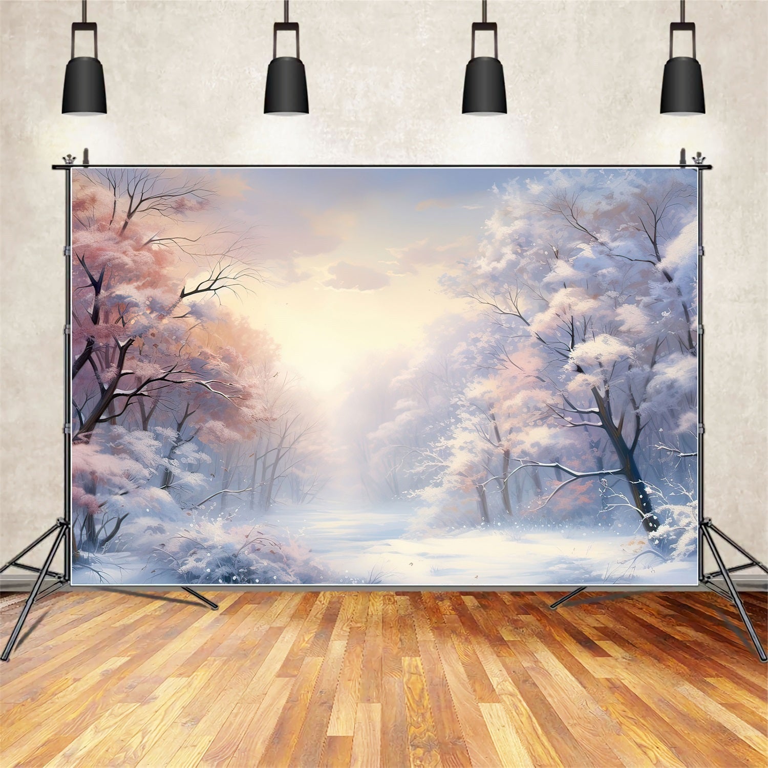 Toile de fond Arbres pastel doux Merveille hivernale Hiver BRP9-284
