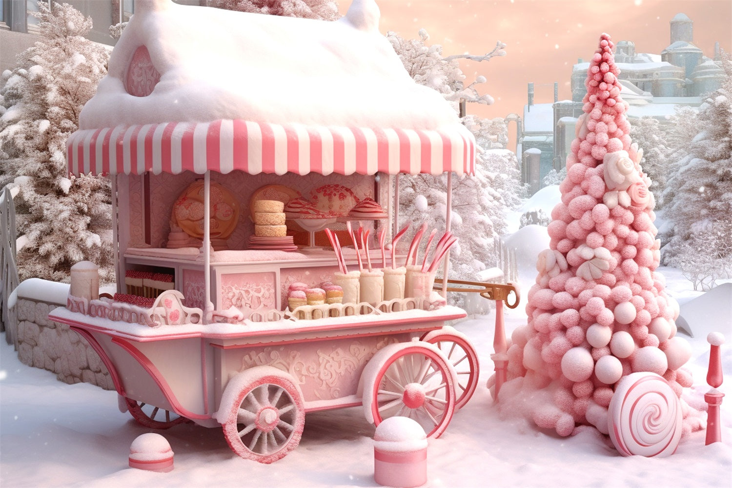 Toile de fond Chariot Candyland Merveille d'hiver givré BRP9-285