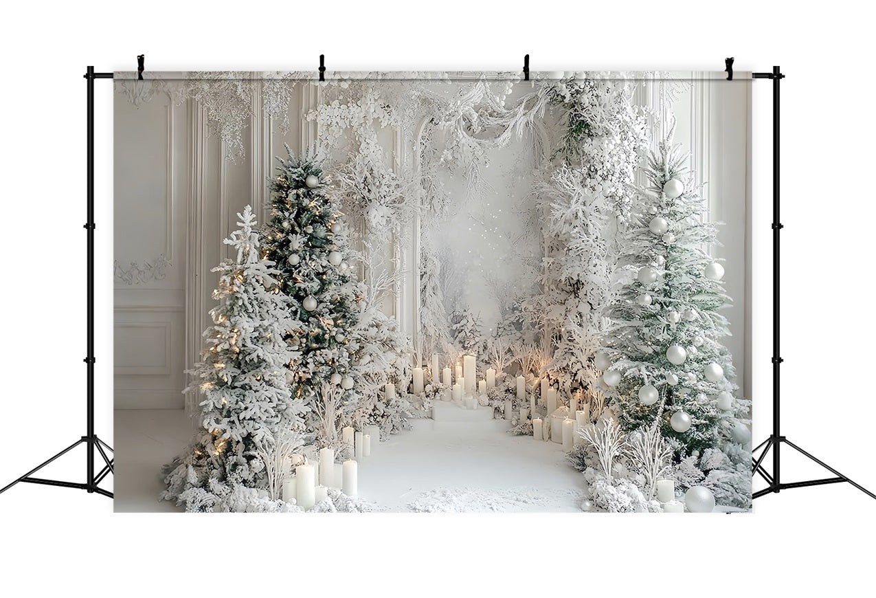 Toile de fond Merveille d'hiver magique Forêt enneigée Bougies BRP9-298