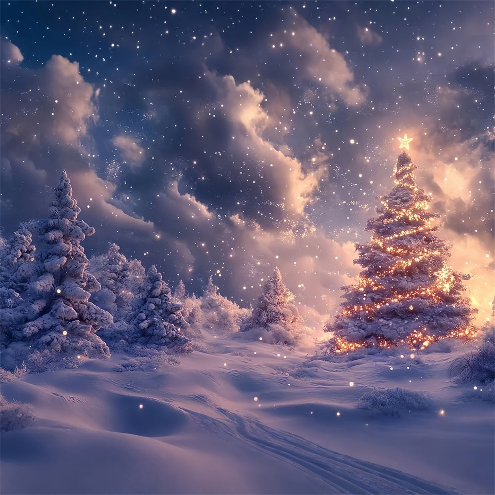 Toile de fond Arbre radieux Paysage enneigé Hiver BRP9-308