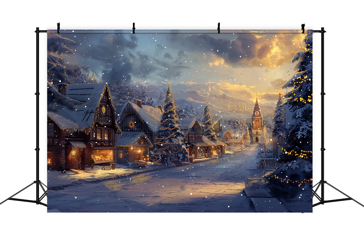 Toile de fond Cabane pittoresque Hiver Neige environnante BRP9-311