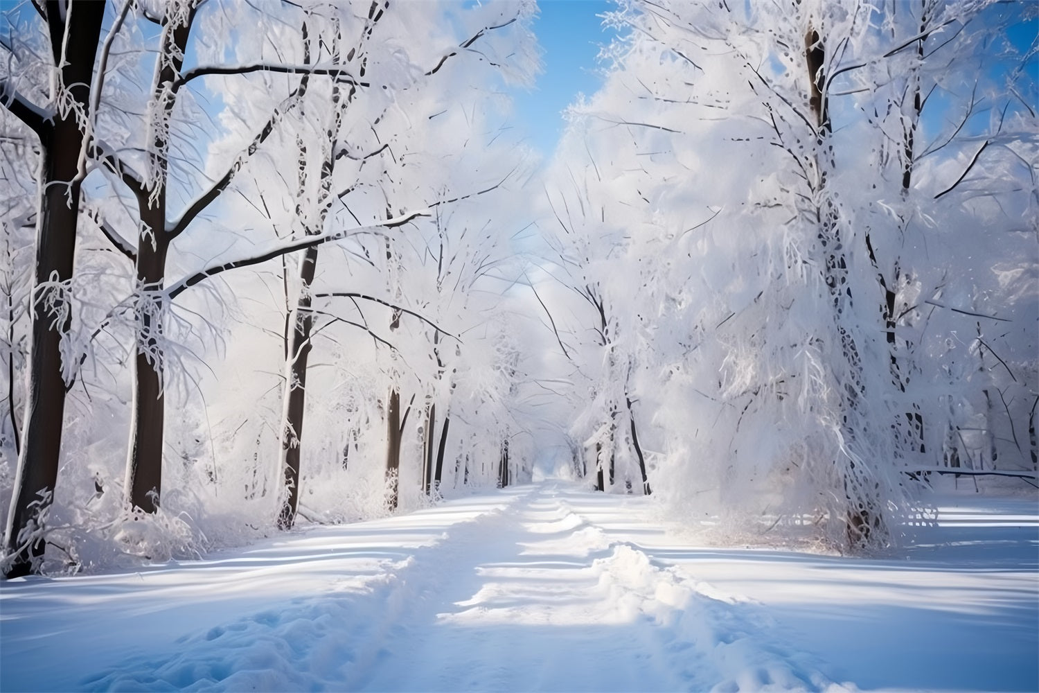 Toile de fond Journée givrée Forêt hivernale Chemin BRP9-322