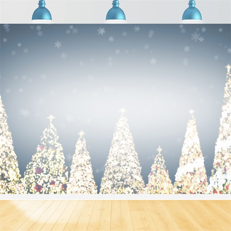 Toile de fond Arbres lumineux enneigés Flocons de neige Hiver BRP9-340