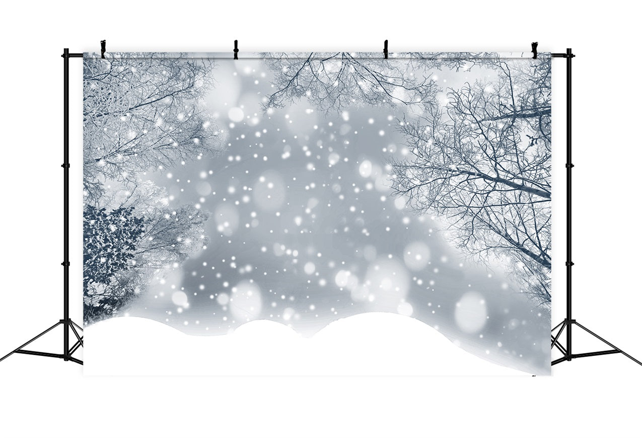 Toile de fond Forêt scintillante Flocons de neige givrés Hiver BRP9-344