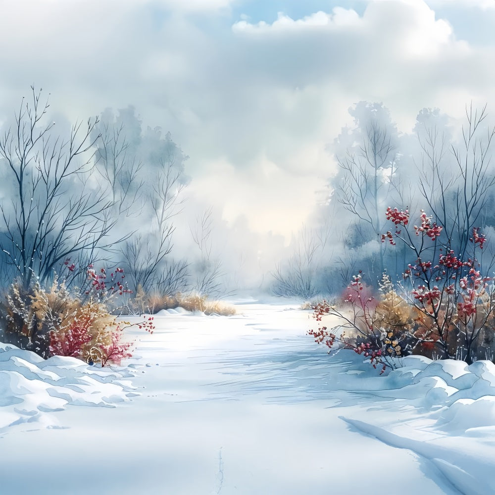 Toile de fond Buissons givrés Merveille hivernale Hiver BRP9-357