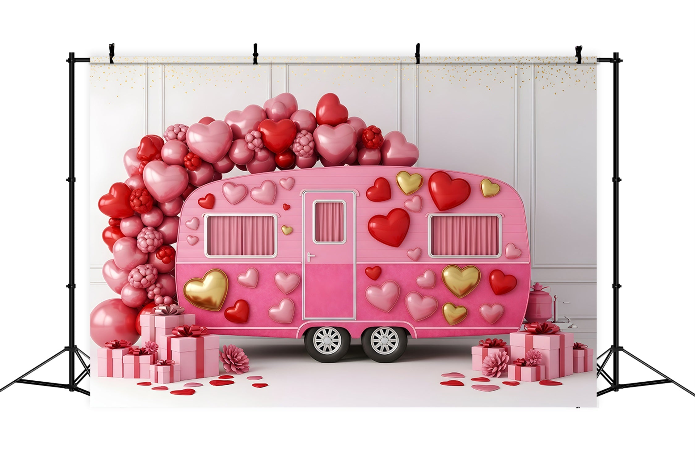 Fond photo Saint-Valentin Décoration rose Love Caravan Fond Saint-Valentin par Magali