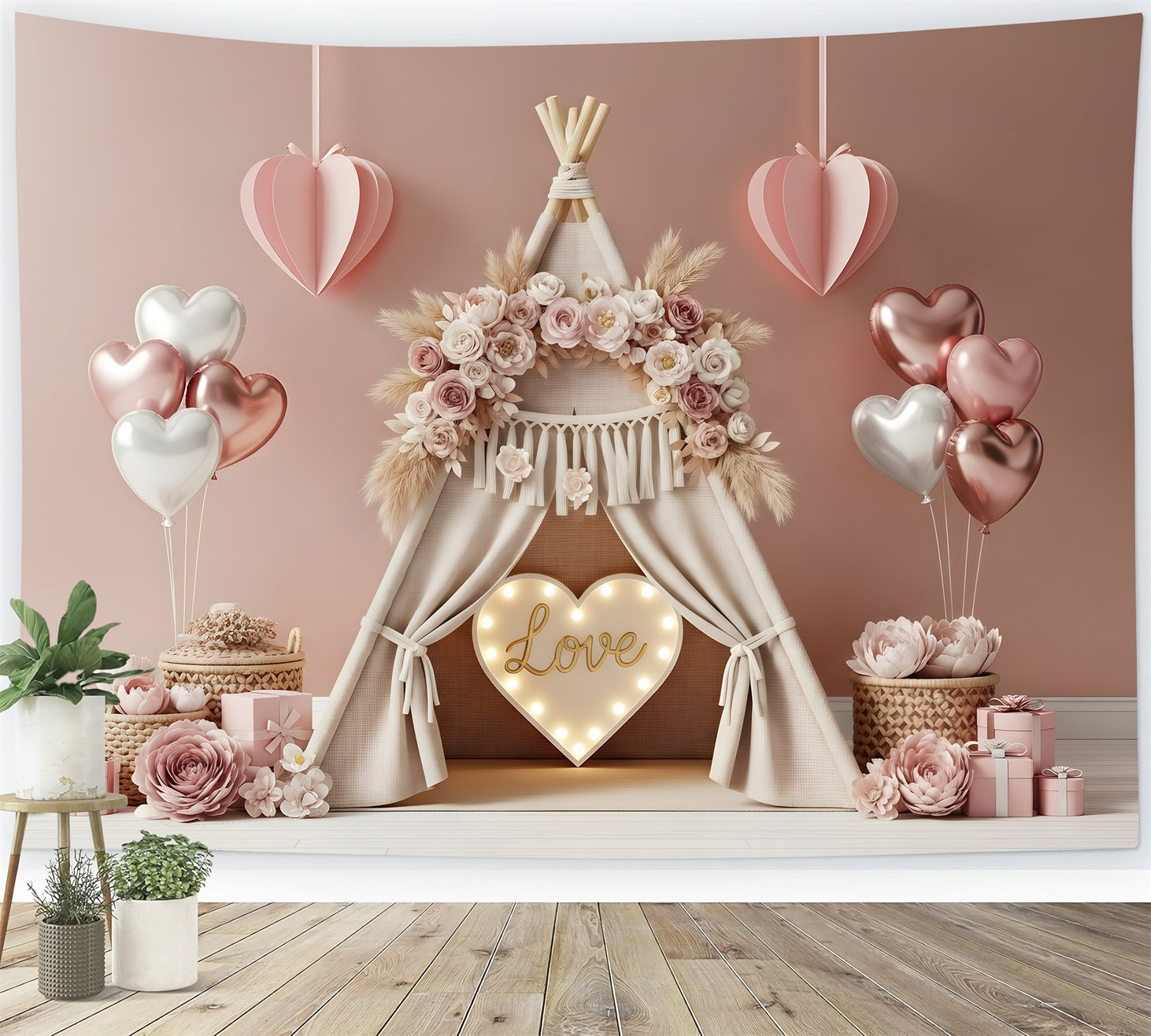 Fond pour la Saint-Valentin Boho Floral Cozy Love Fonds pour la Saint-Valentin par Magali