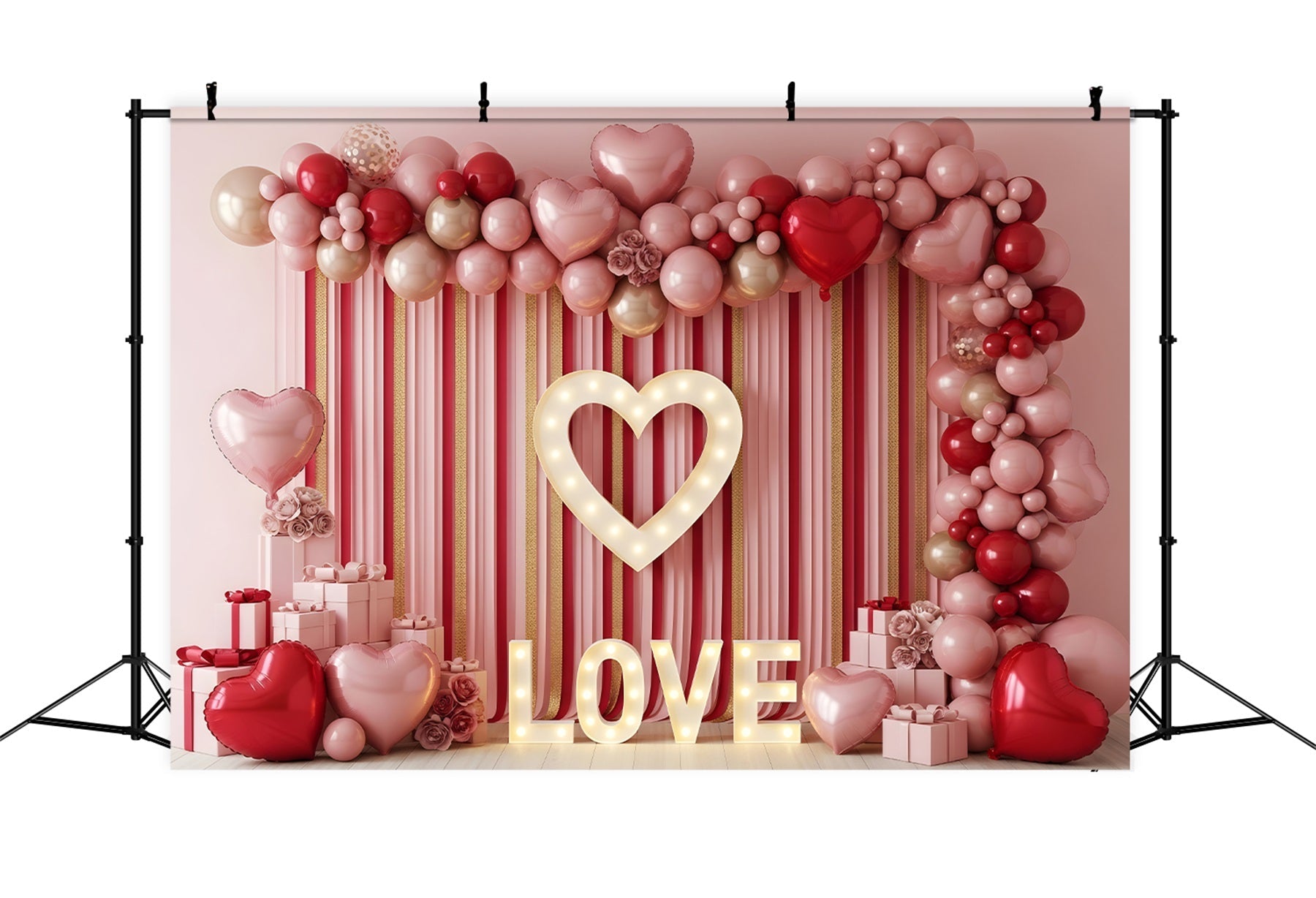 Fond pour la Saint-Valentin Cœur en ballons rayés Fond pour la Saint-Valentin par Magali