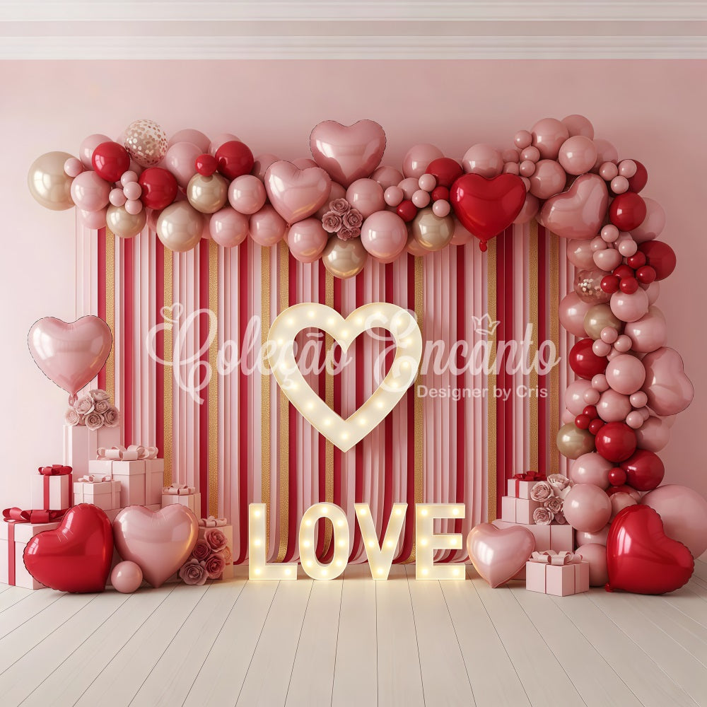 Fond pour la Saint-Valentin Cœur en ballons rayés Fond pour la Saint-Valentin par Magali