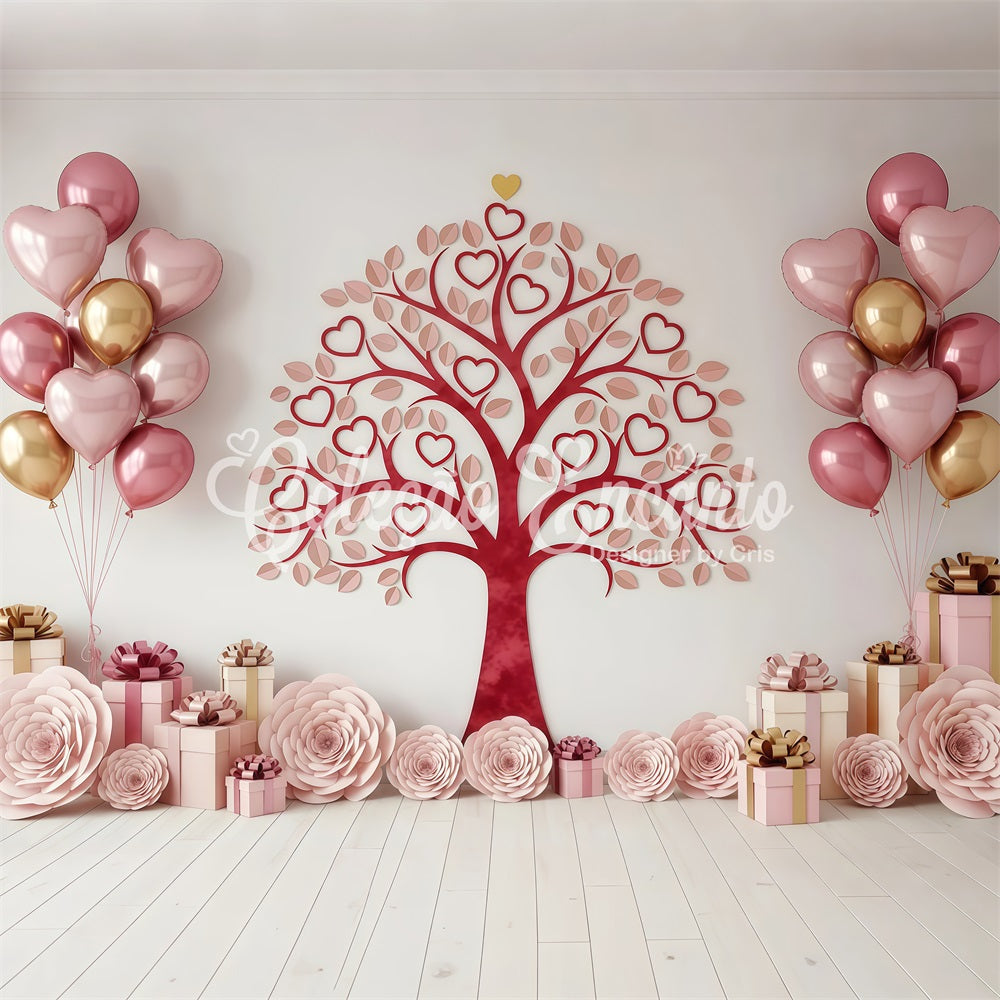 Fond pour la Saint-Valentin Arbre en cœurs Présentoir de cadeaux Fond pour la Saint-Valentin par Magali