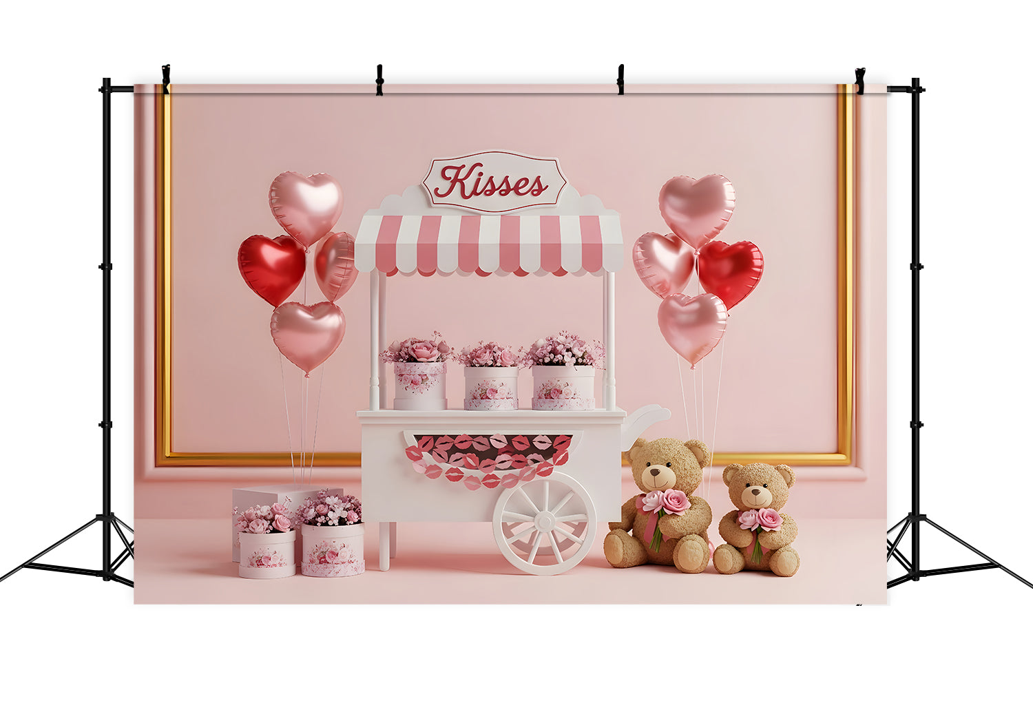 Toile de fond de St Valentin Chariot de Baisers Floral Romantique Par Magali