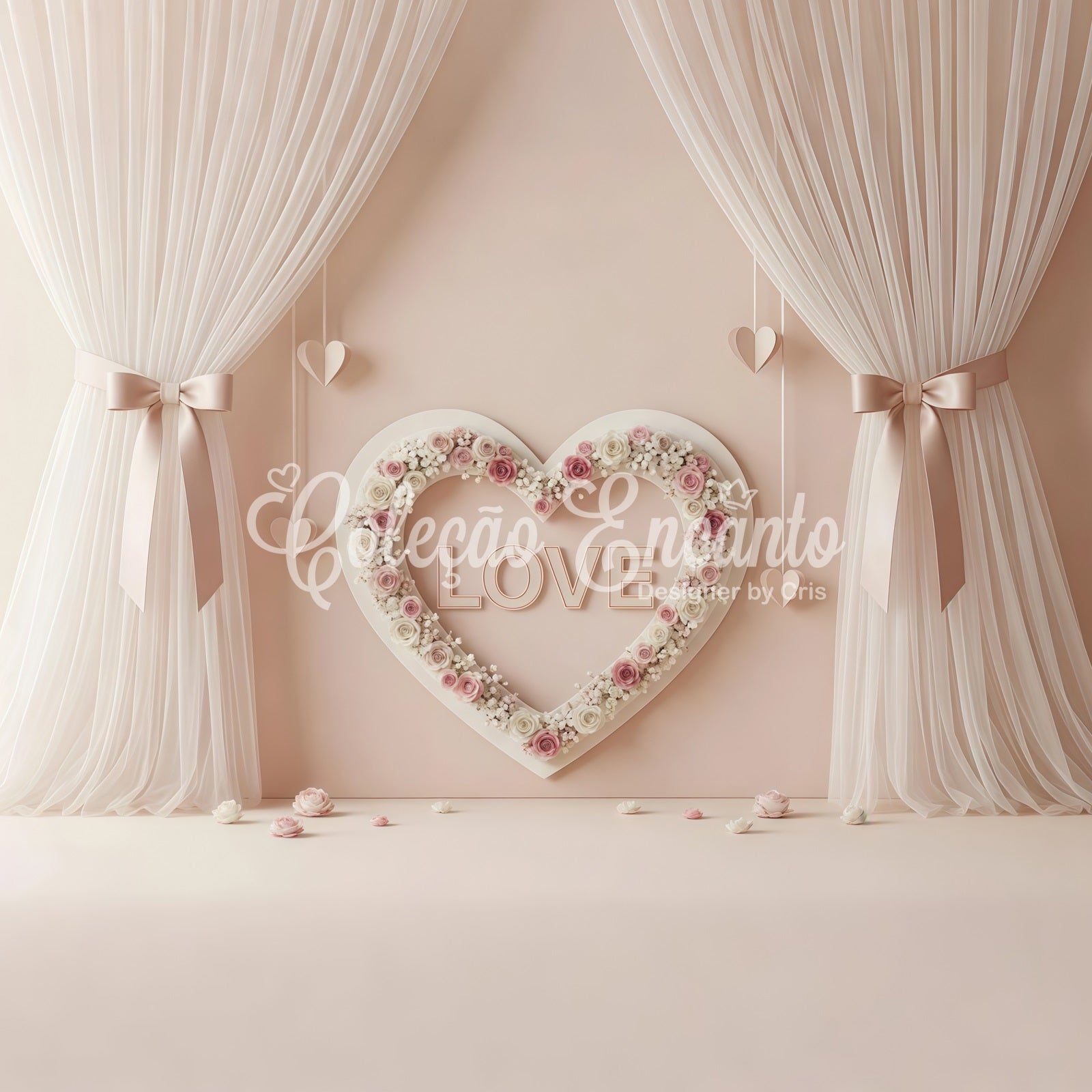 Fond Photo de Saint Valentin Décor Cœur Floral Romantique Par Magali