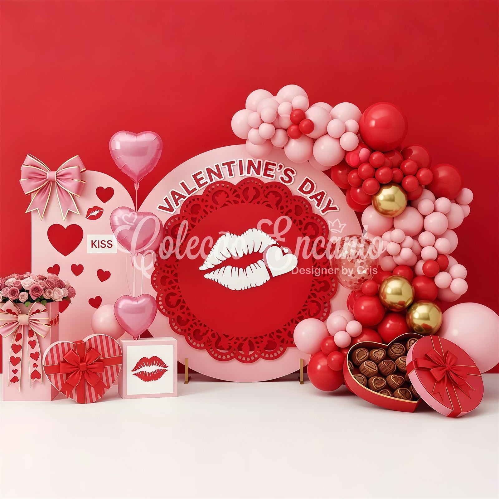 Toile de fond de St Valentin Délice de Baiser Cœur Rose Par Magali