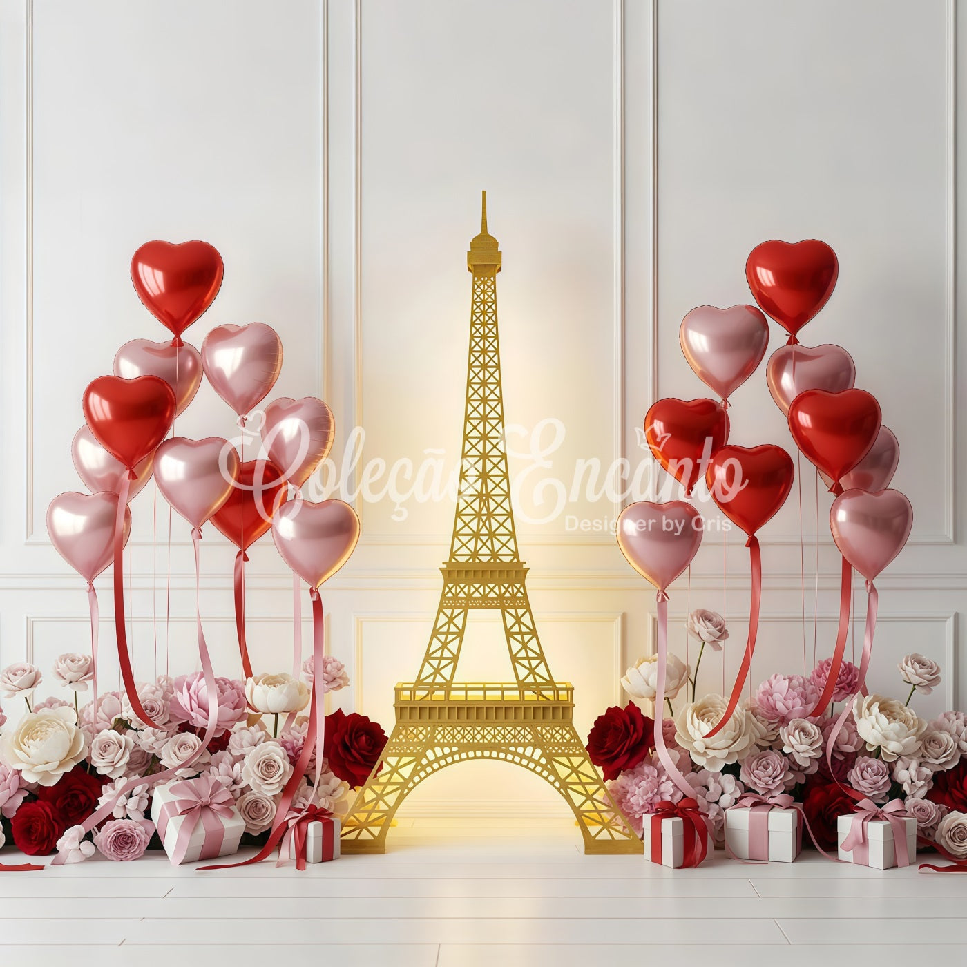 Fond Photo Saint Valentin Ballons Cœur Dorés Paris Par Magali