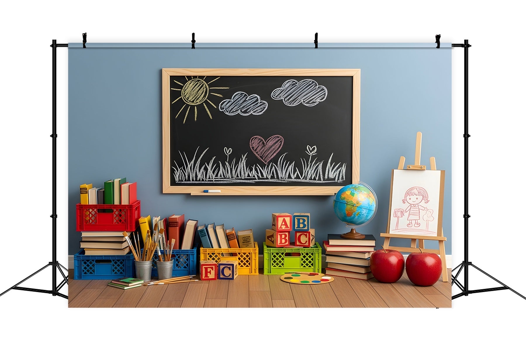Toile de fond Rentrée Scolaire Dessin Tableau Noir Ensoleillé Par Magali