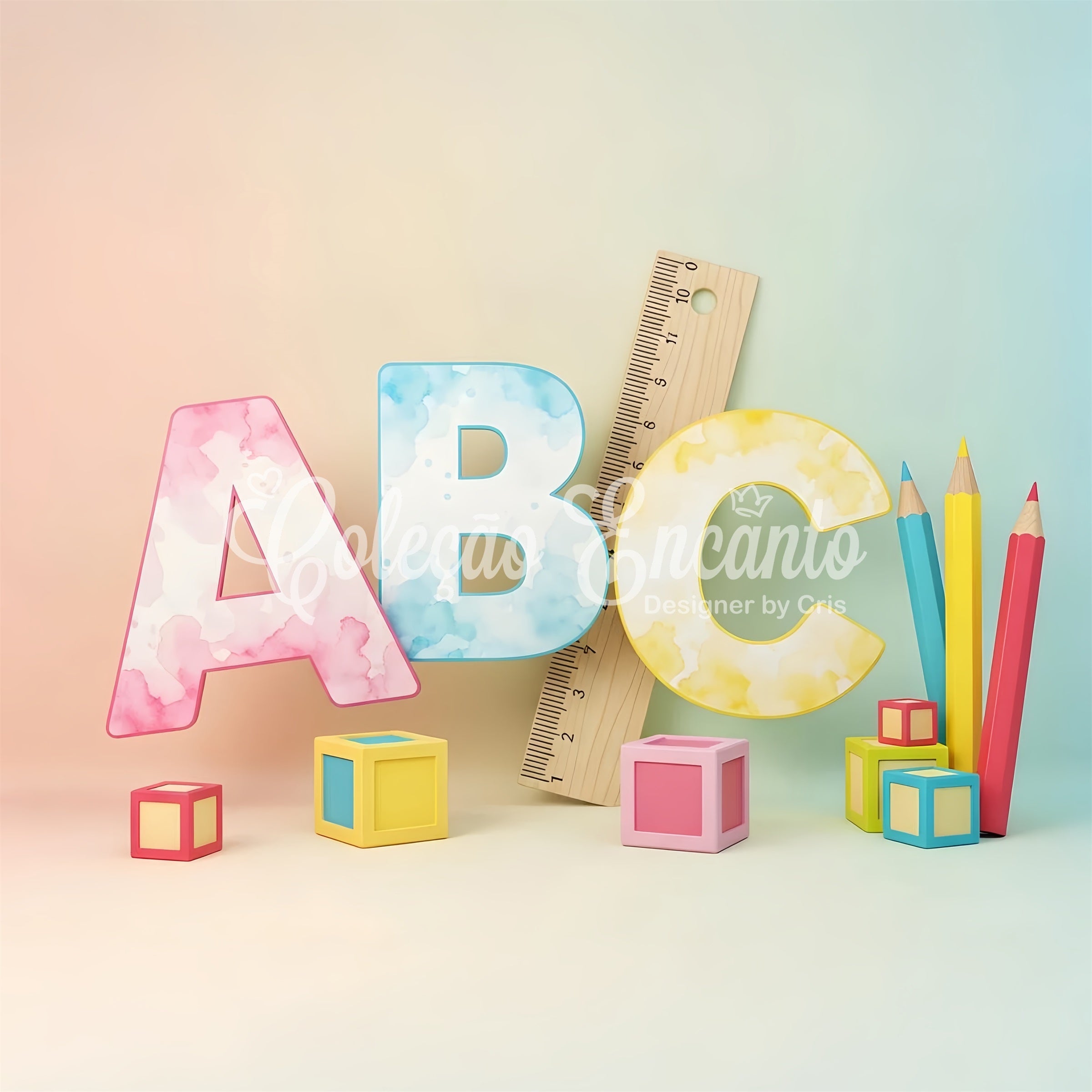 Fond Photo de Classe Blocs ABC Aquarelle Par Magali
