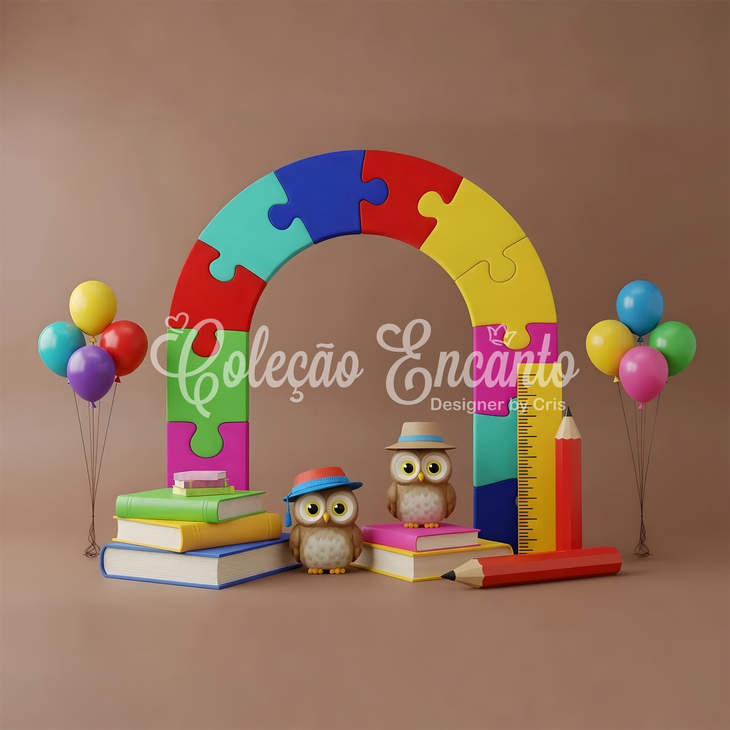 Fond photo école Composition Arche Puzzle Hiboux Par Magali