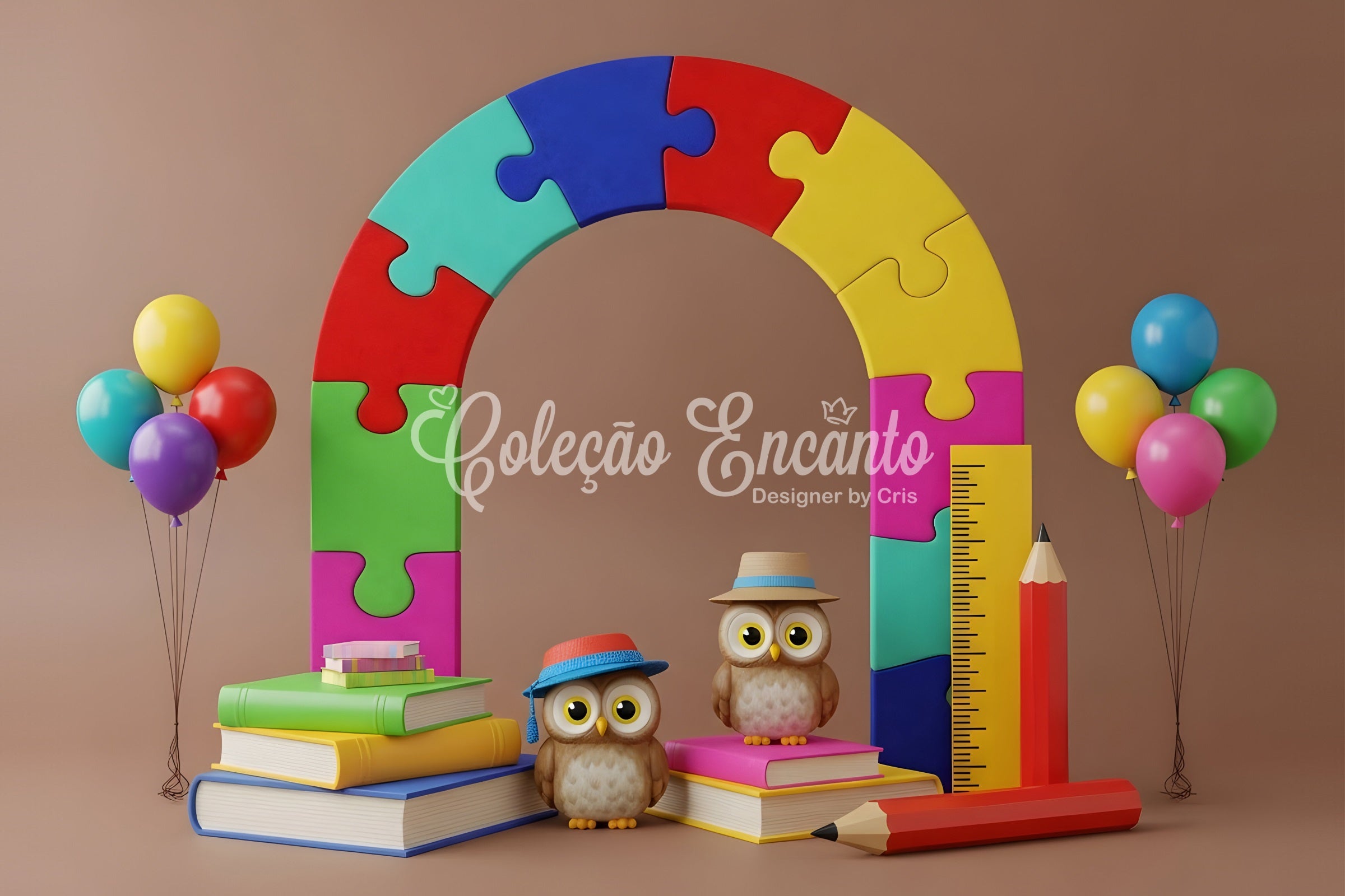 Fond photo école Composition Arche Puzzle Hiboux Par Magali