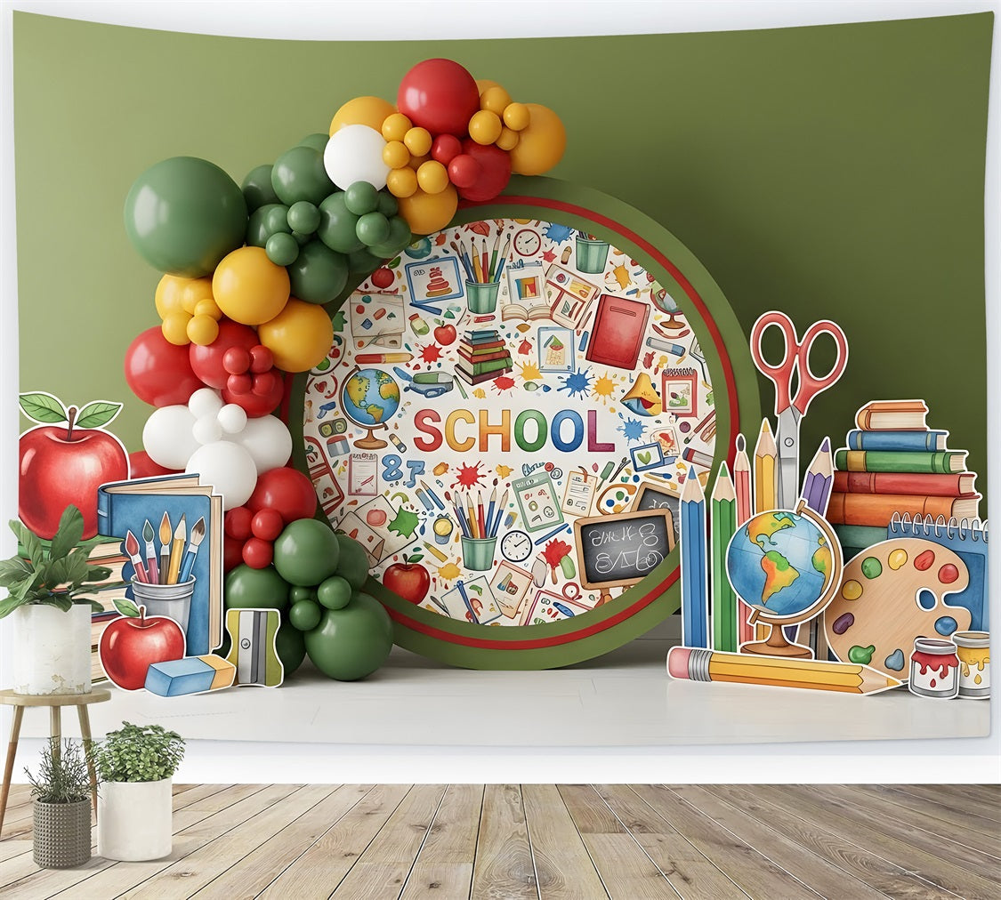 Fond Photo Rentrée Scolaire Cercle d’Outils Colorés Par Magali