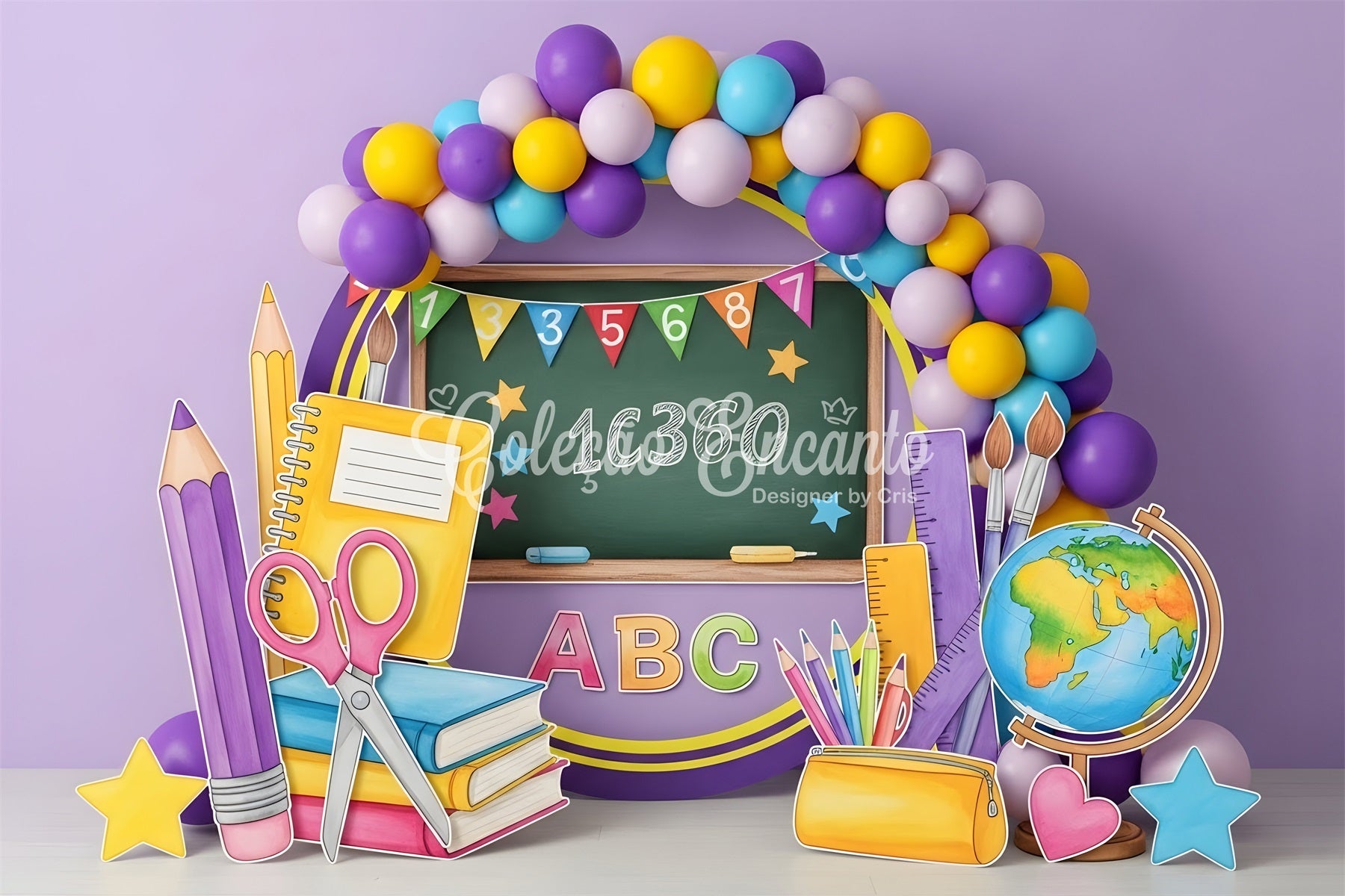 Toile de fond Rentrée des Classes Chiffres Colorés sur Tableau Noir Par Magali