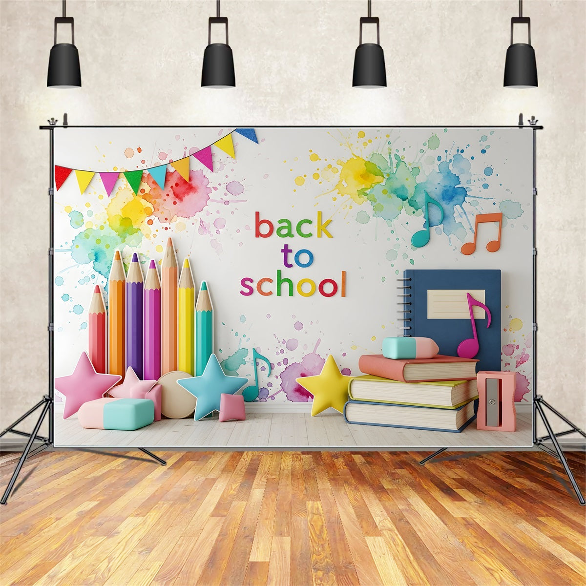 Fond photo Classe Éclaboussures Musicales Crayons Arc-en-Ciel Par Magali