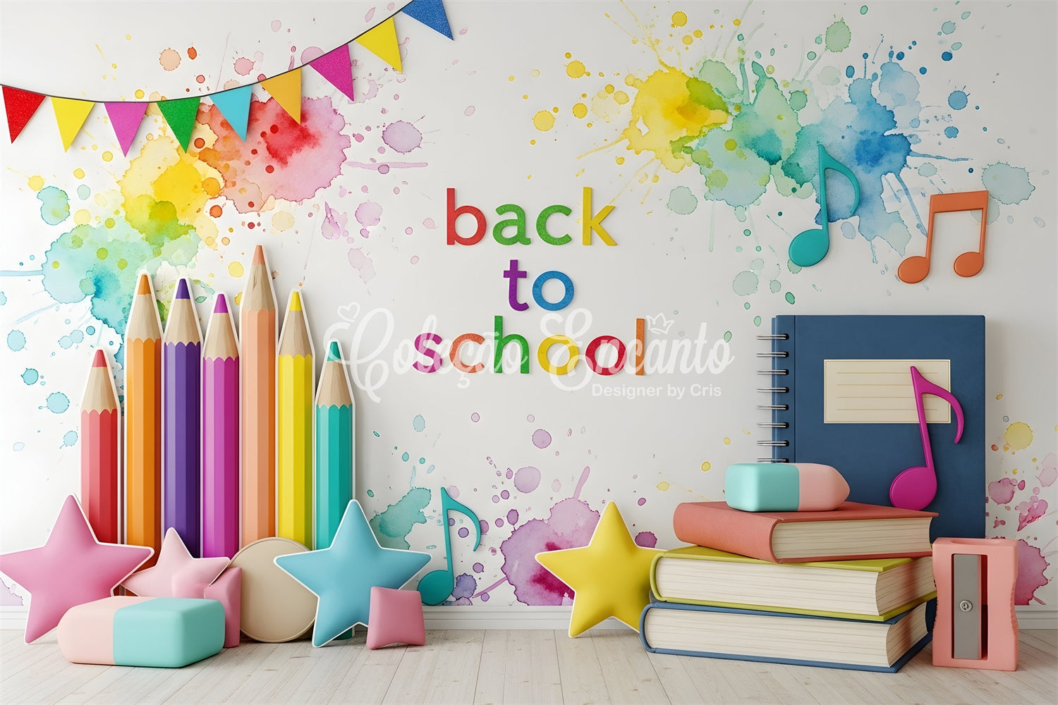 Fond photo Classe Éclaboussures Musicales Crayons Arc-en-Ciel Par Magali
