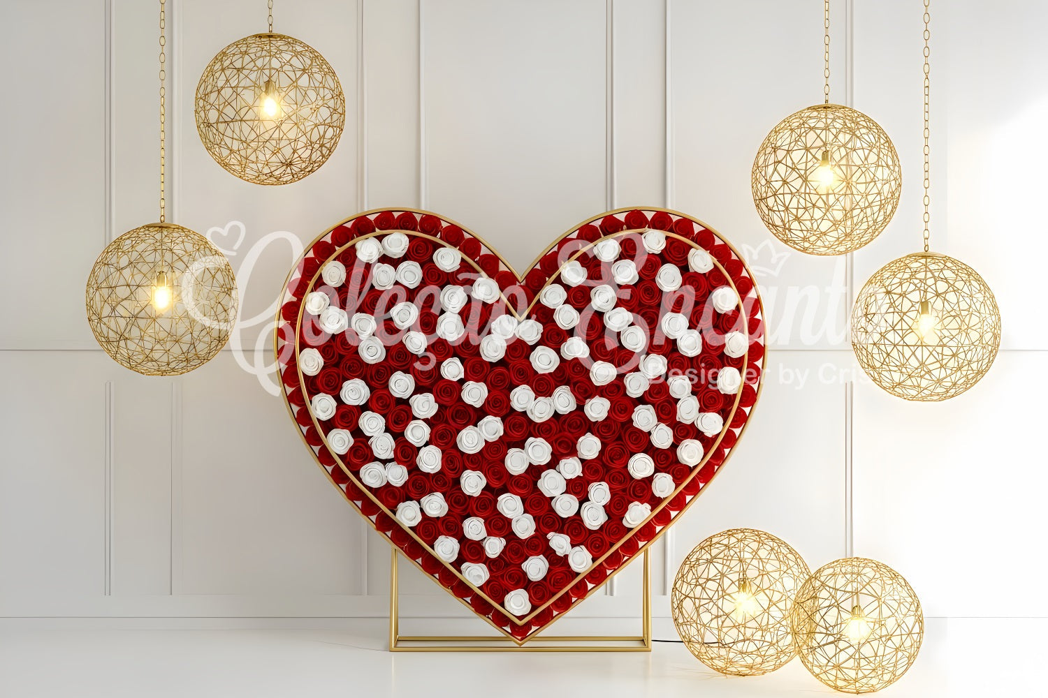 Fond Photo St Valentin Cadre Cœur de Roses Lumineux Par Magali