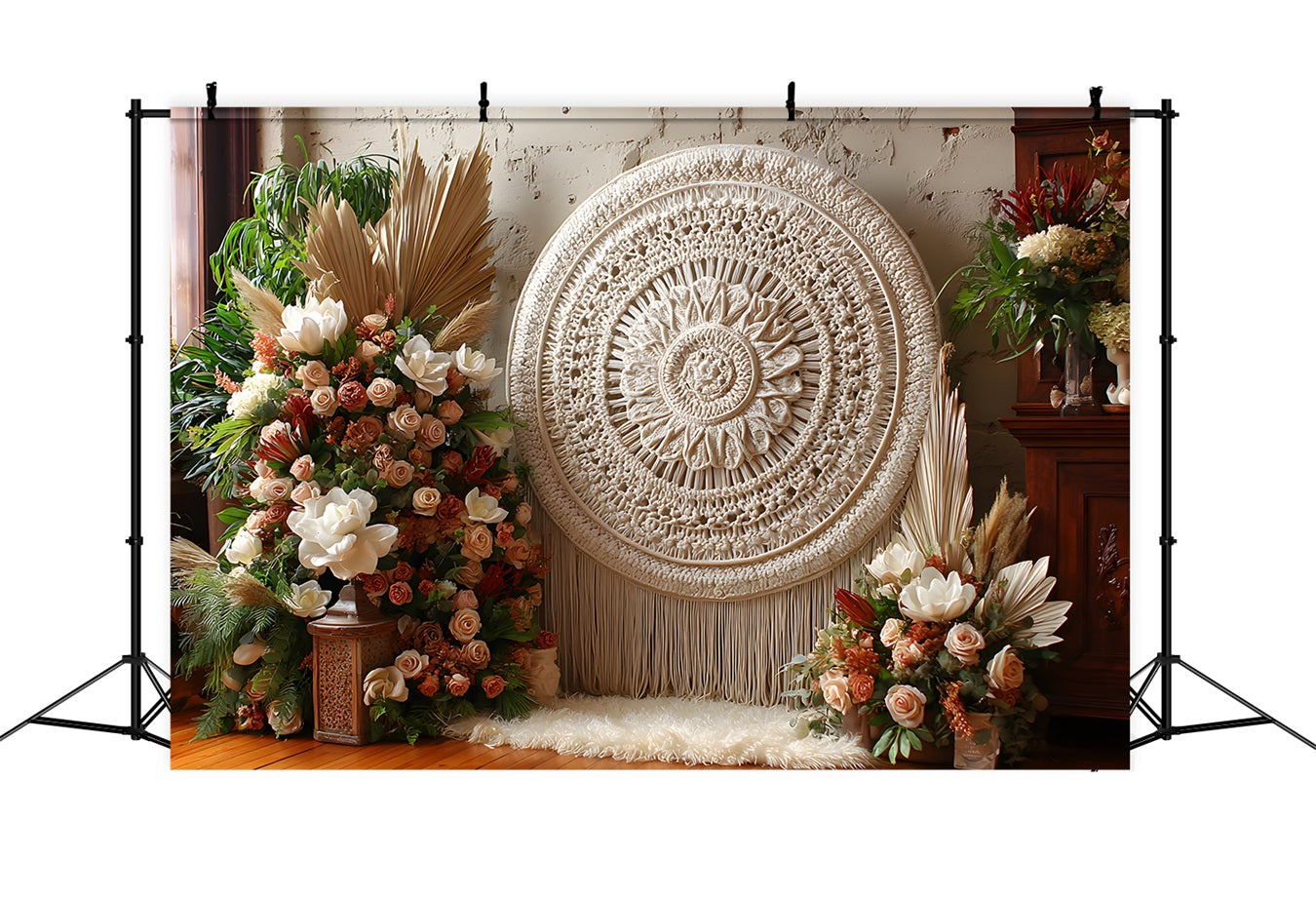 Toile de fond Studio Fête des Mères Macramé Bohème Rustique Floral Par Magali