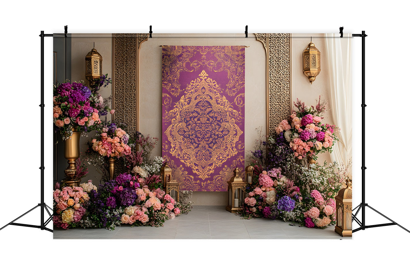Fond Studio Fête des Mères Élégance Florale Violet Or Par Magali