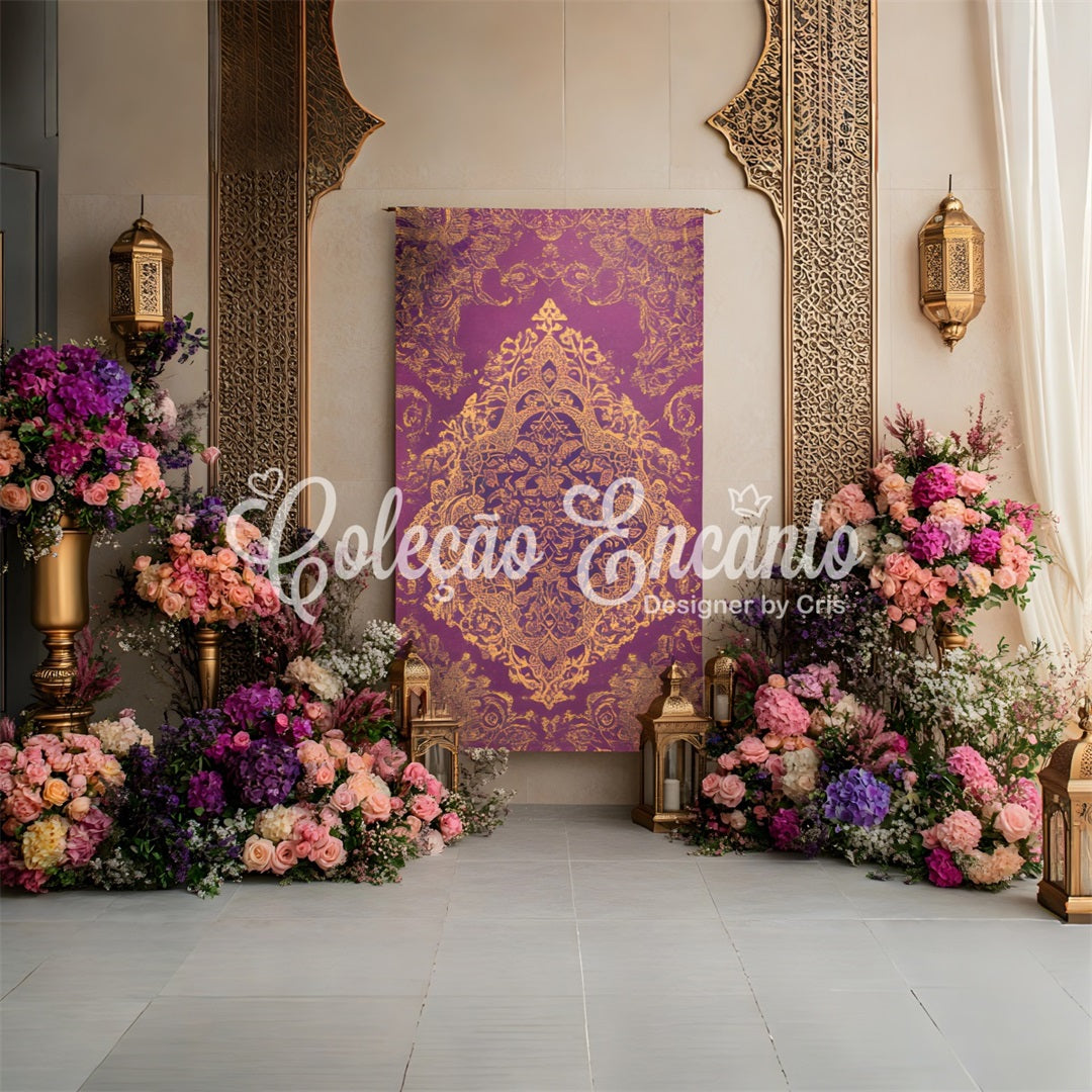 Fond Studio Fête des Mères Élégance Florale Violet Or Par Magali