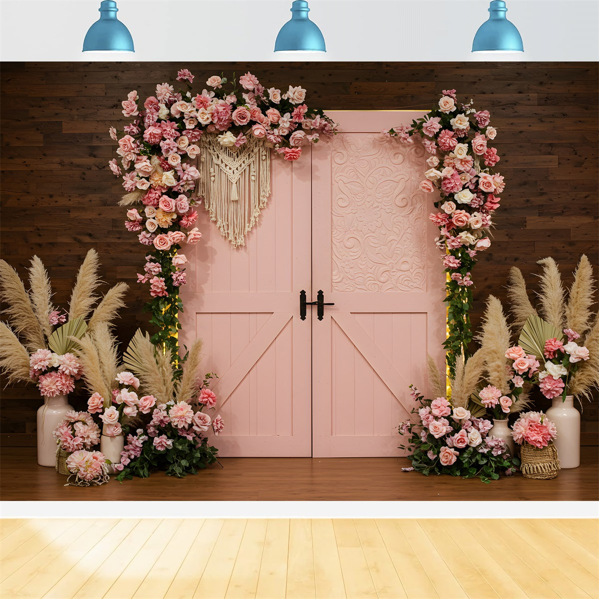 Toile de fond Fête des Mères Entrée Pampas Florales Roses Par Magali