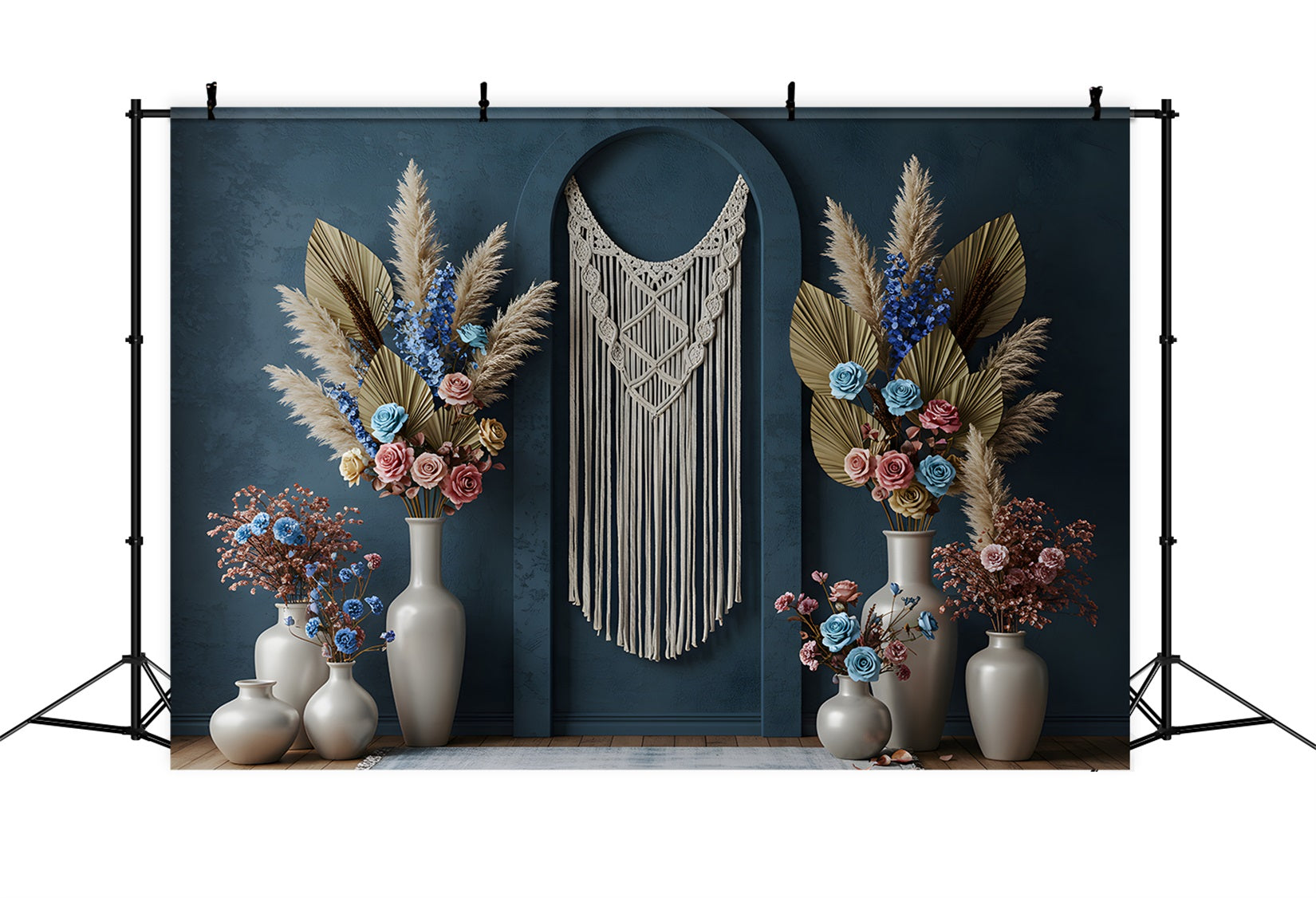 Fond Studio Fête des Mères Macramé Floral Bleu Par Magali