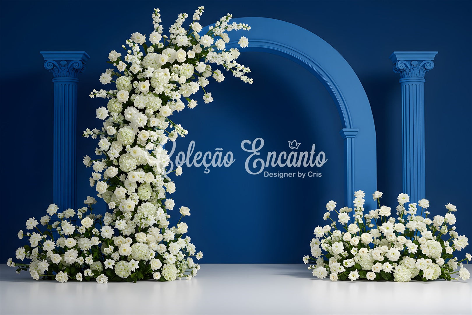 Fond Photo Fête des Mères Arche Bleue Fleurs Blanches Par Magali