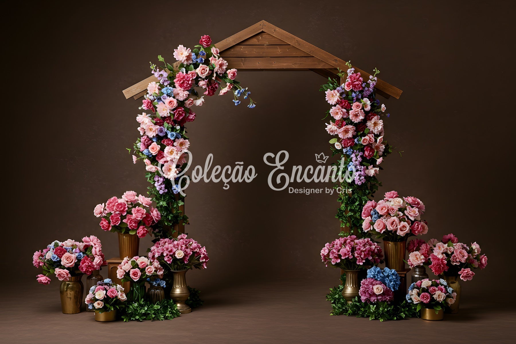 Toile de fond Fête des Mères Arche Florale Rose Bleue Par Magali