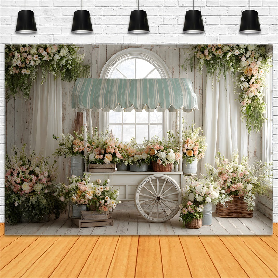 Toile de fond Pâques Chariot Fleurs Fenêtre Blanche Par Magali