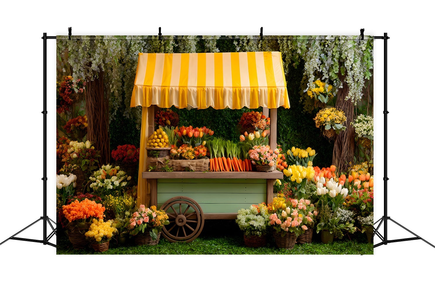 Fond Studio Pâques Auvent Jaune Floral Luxuriant Par Magali
