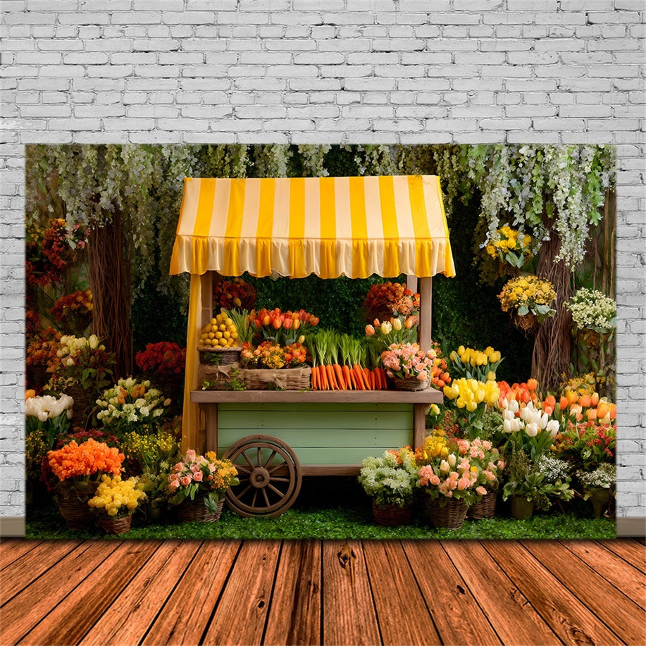 Fond Studio Pâques Auvent Jaune Floral Luxuriant Par Magali