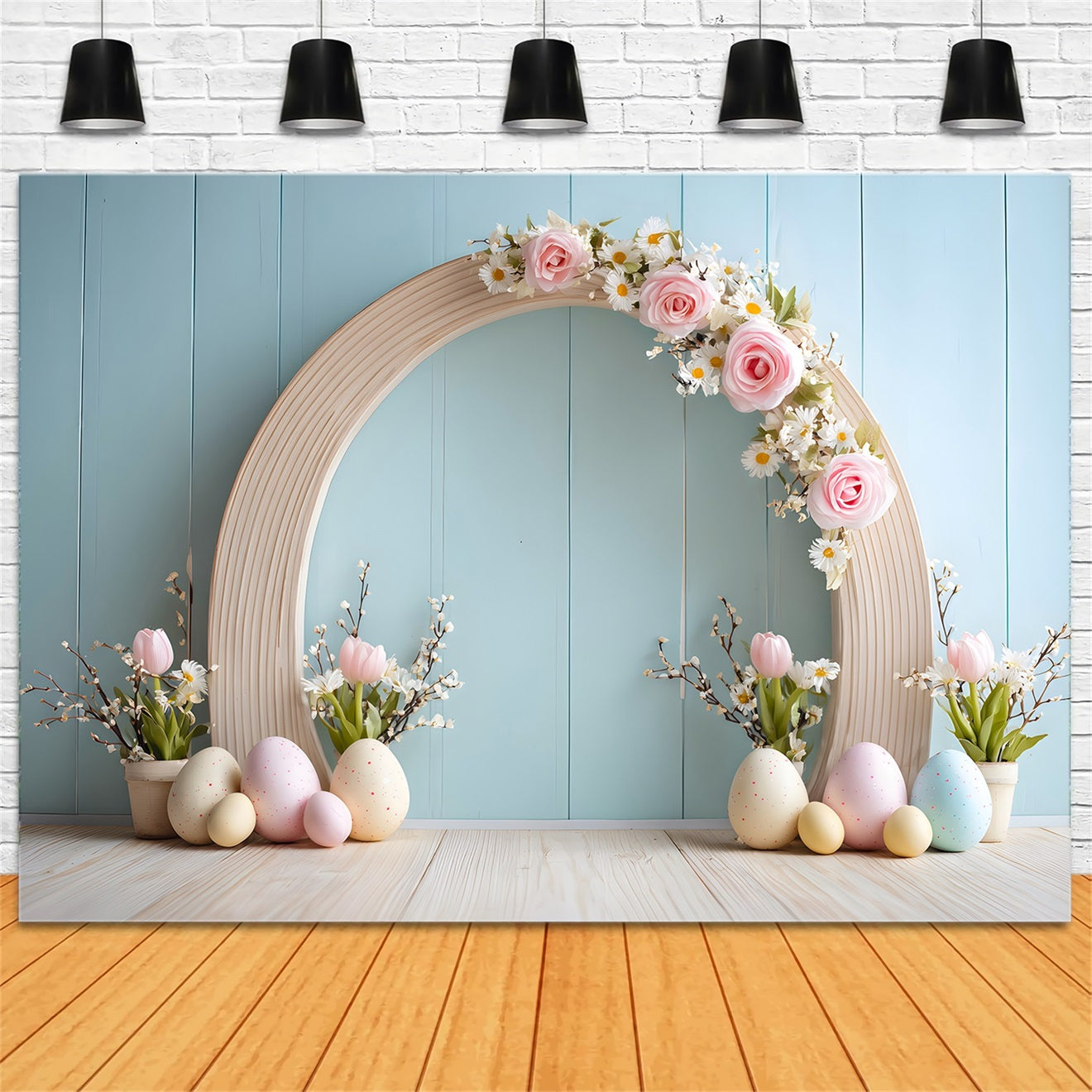Toile de fond Pâques Arche Pastel Mur Floral Par Magali