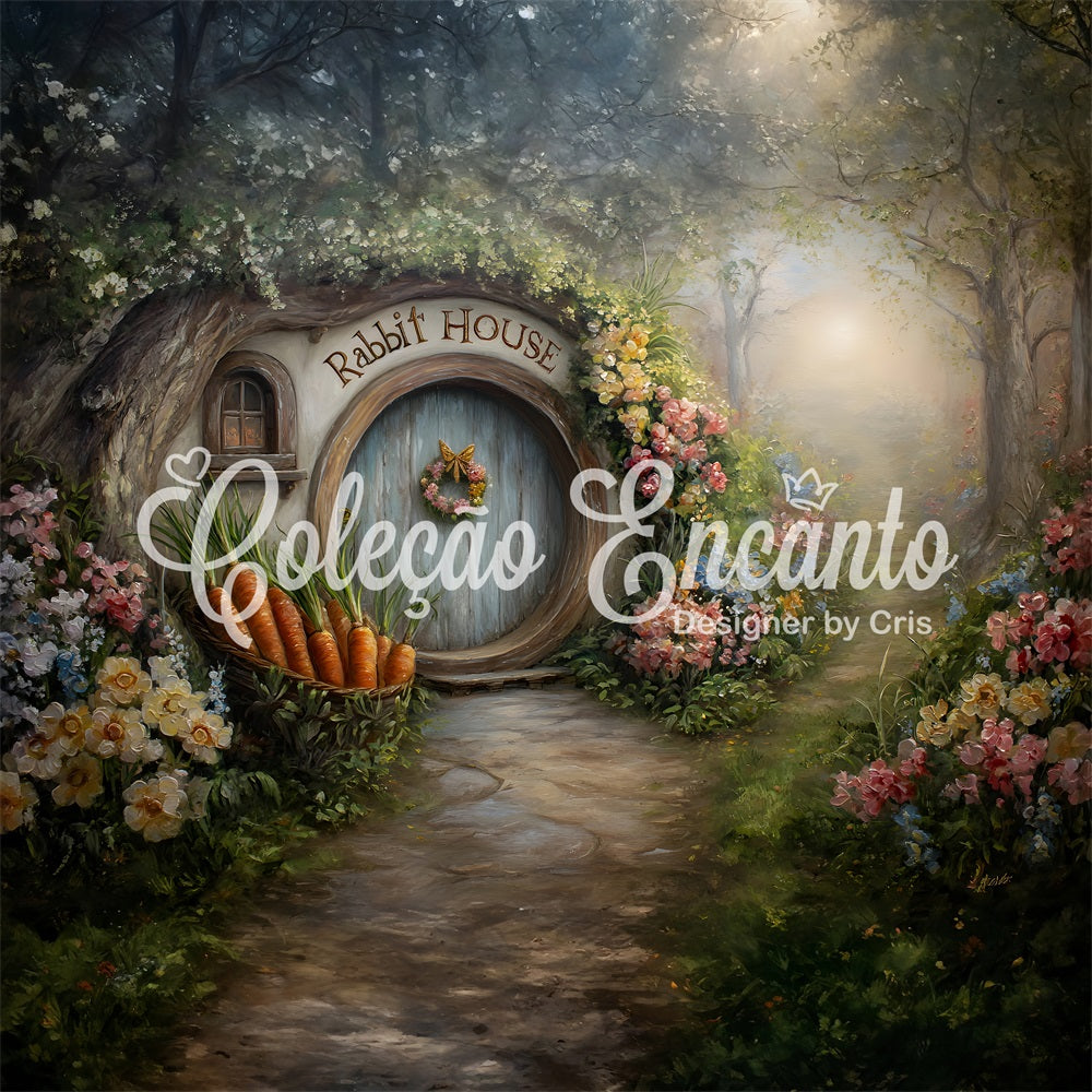 Fond Studio Pâques Porte Hobbit Fleurs Carottes Par Magali