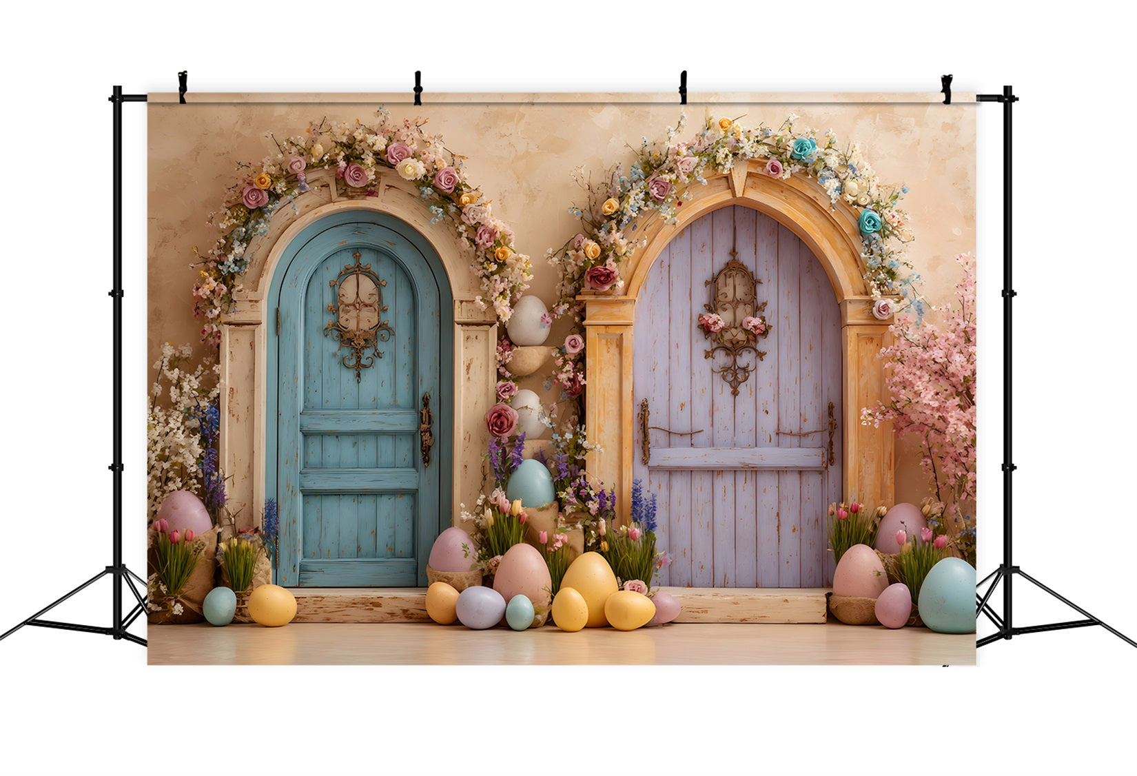Fond Studio Pâques Portes Doubles Fleurs Épanouies Par Magali