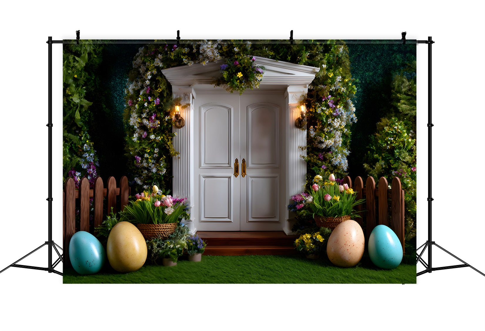Fond Photo Pâques Porte Blanche Œufs Tulipees Par Magali