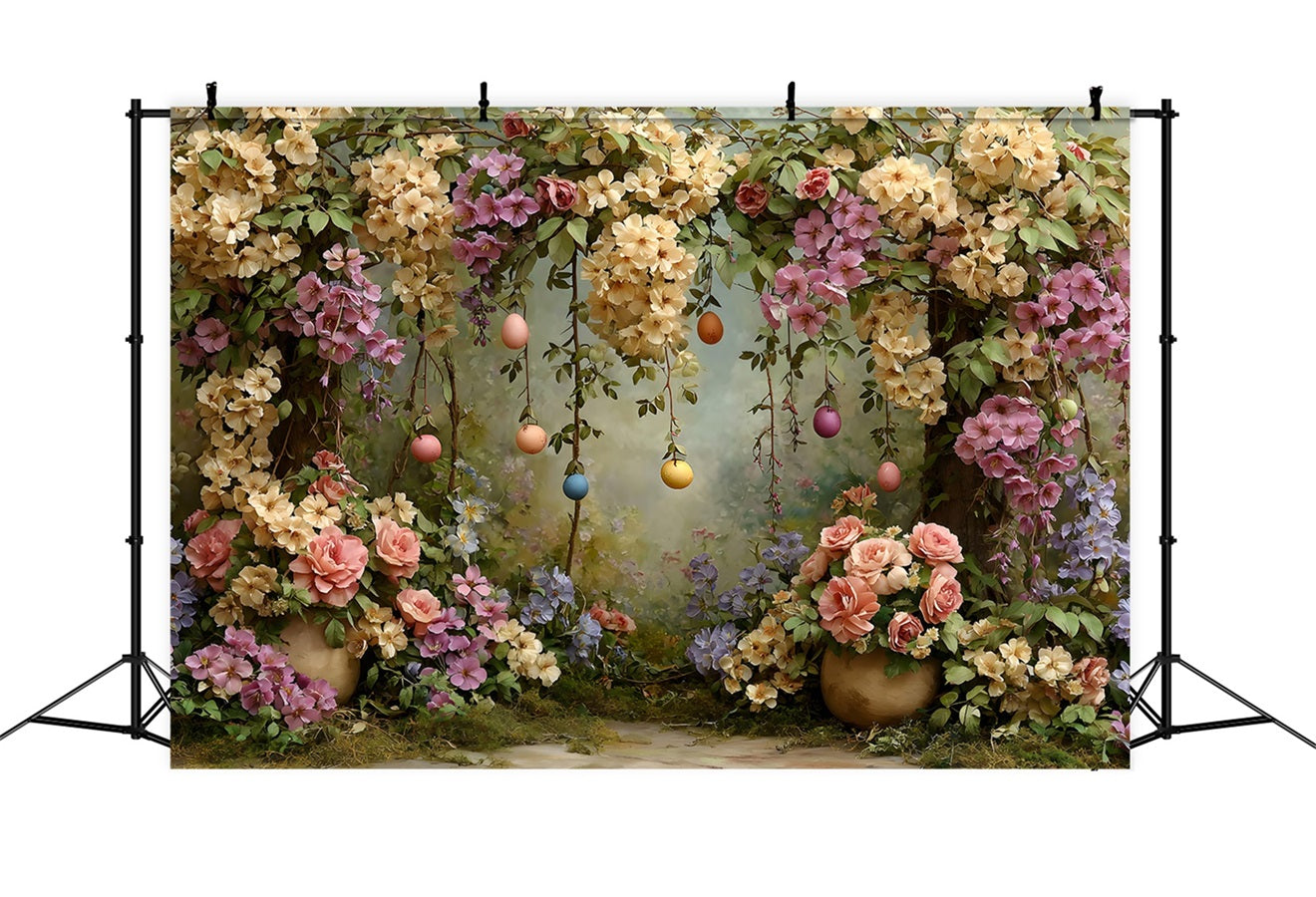 Fond Photo Pâques Arche Fleurs Guirlande Œufs Par Magali