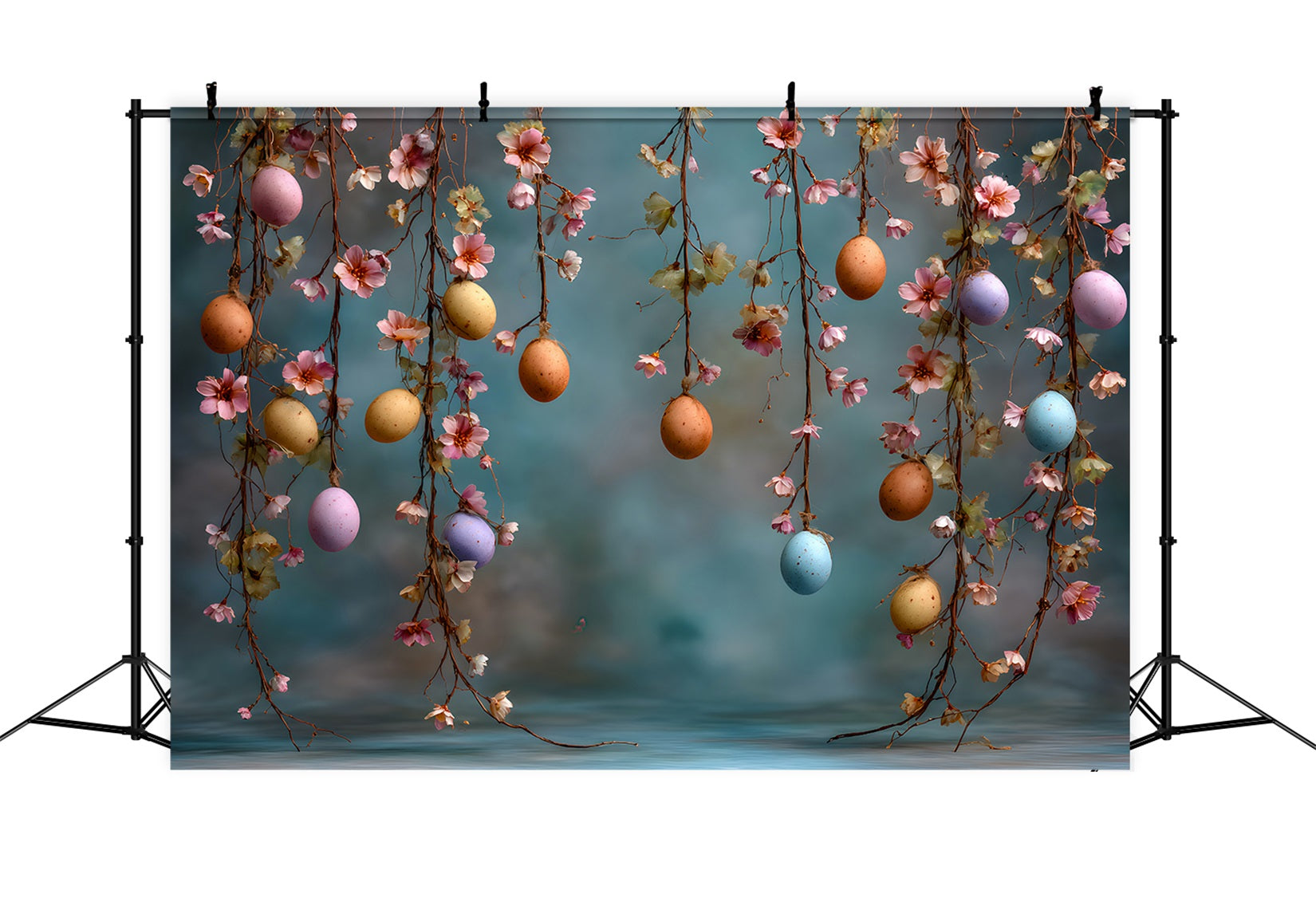 Toile de fond Photo Pâques Œufs Suspendus Vignes Fleuries Par Magali