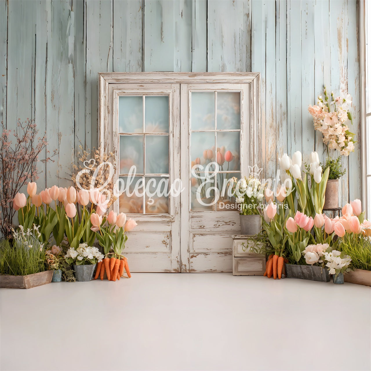 Fond Studio Pâques Fenêtre Vintage Charme Jardin Par Magali