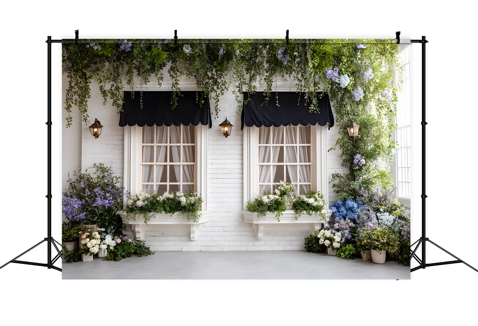 Toile de fond Pâques Fenêtres Florales Auvent Noir Élégant Par Magali