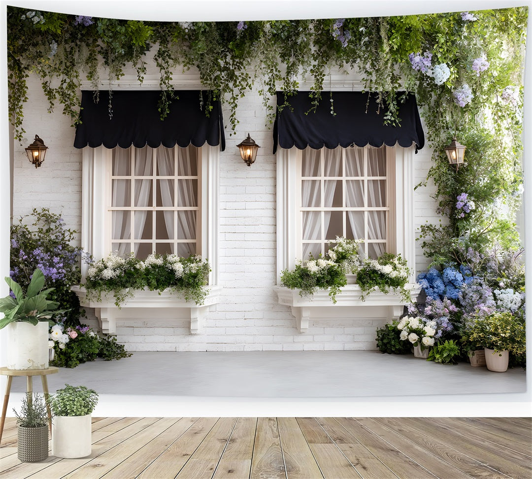 Toile de fond Pâques Fenêtres Florales Auvent Noir Élégant Par Magali